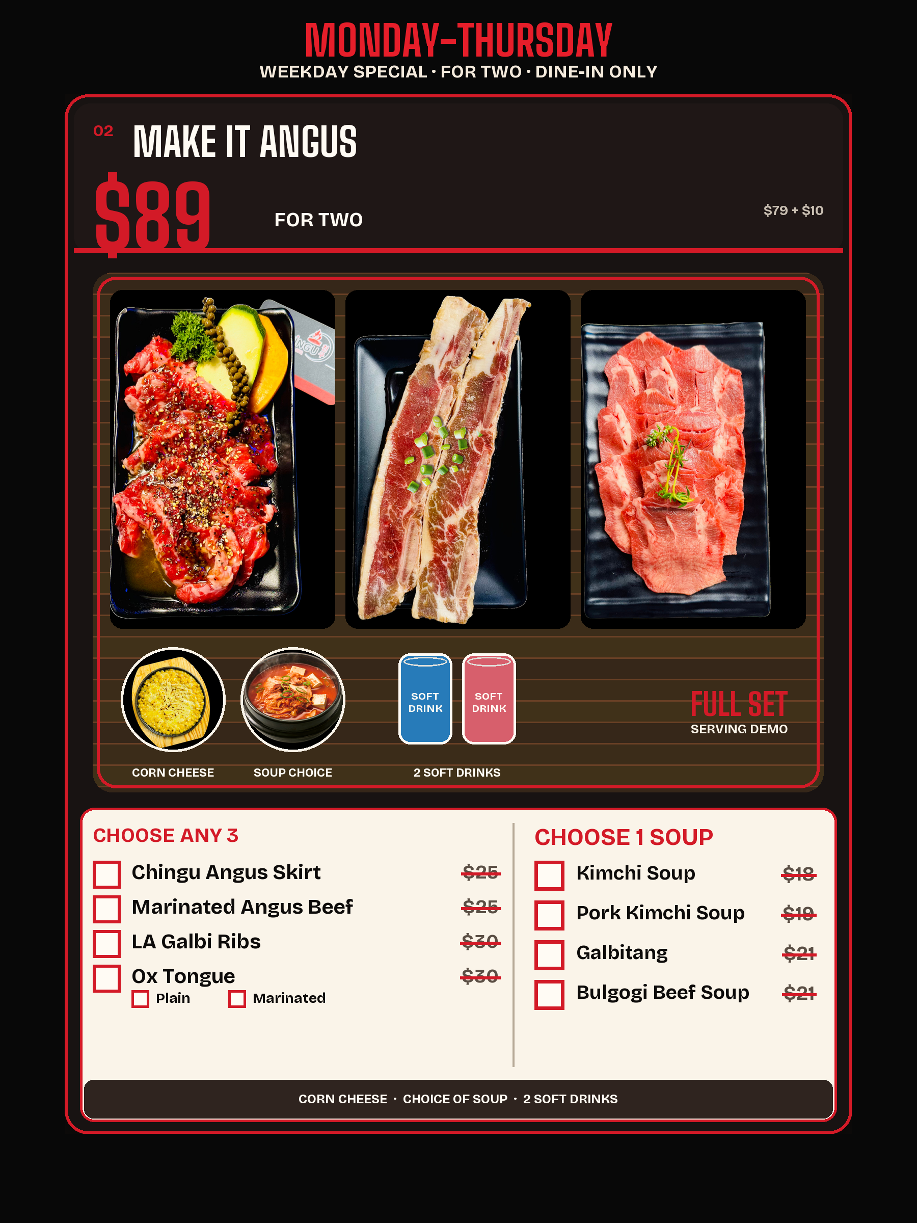 Make It Angus Weekday Duo for two, $89